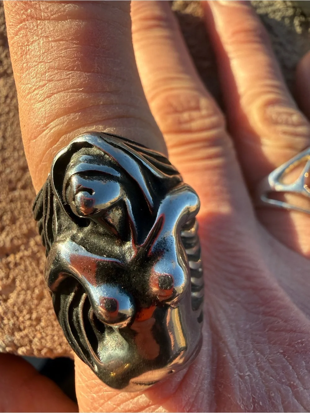 Vintage Sculptural Nude Goddess Silver Tone Statement Ring SZ 10 NEW